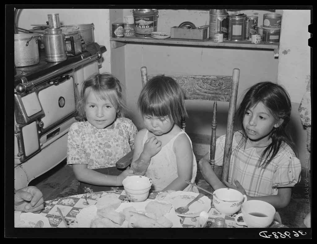 Top-freezer refrigerator and range in a Falls Church family kitchen